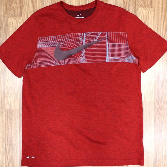 NIKE COTTON/POLYESTER T-SHIRT RED Sz LARGE, L - Picture 1 of 5